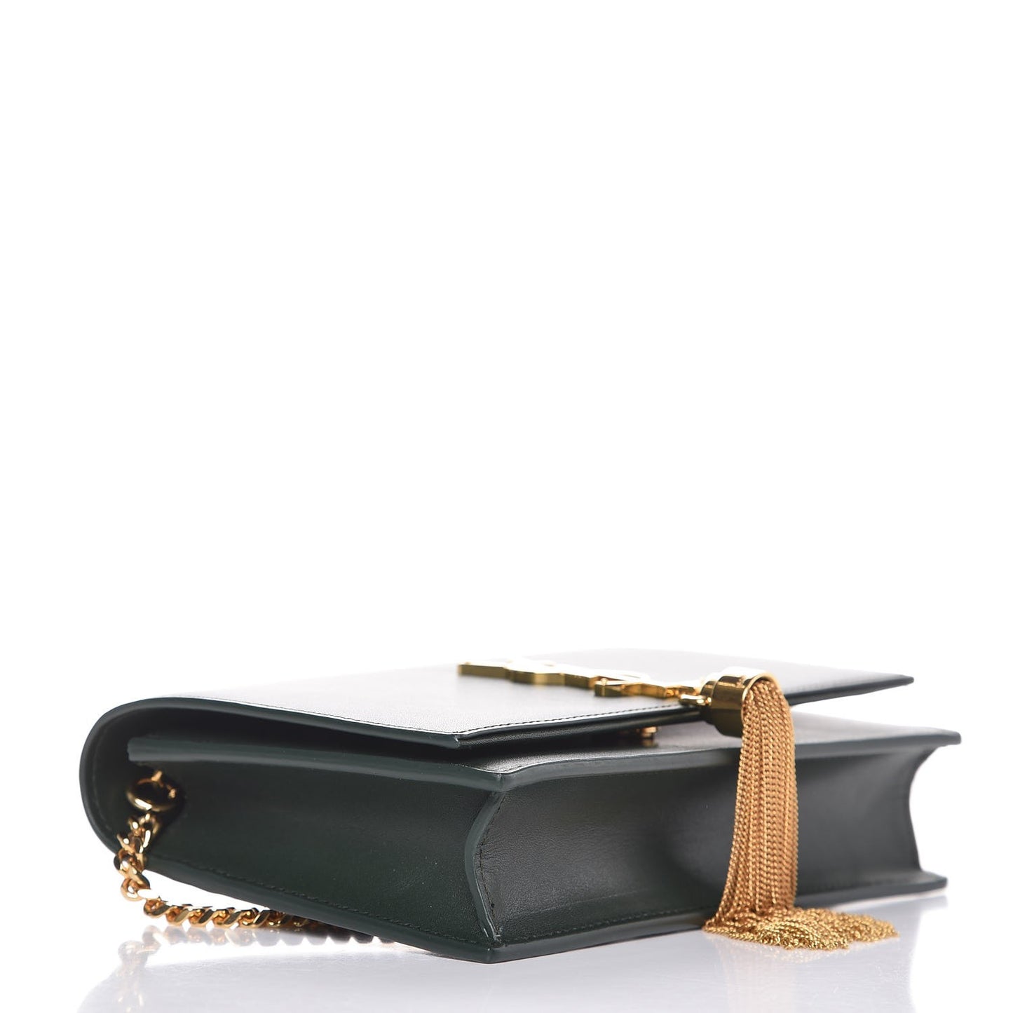 Smooth Calfskin Classic Monogram Kate Tassel Chain Wallet Dark Leaf