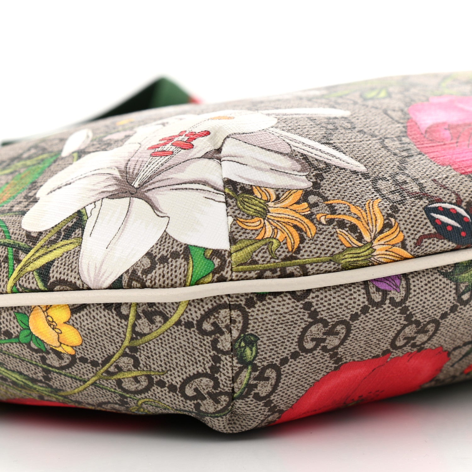 Gucci GG Supreme Monogram Flora Web Small Ophidia Half Moon Hobo White 9 of 11