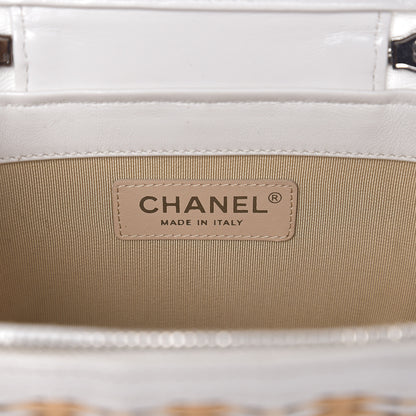 Chanel Calfskin Raffia Small Vanity Case Bag White Beige 5 of 10