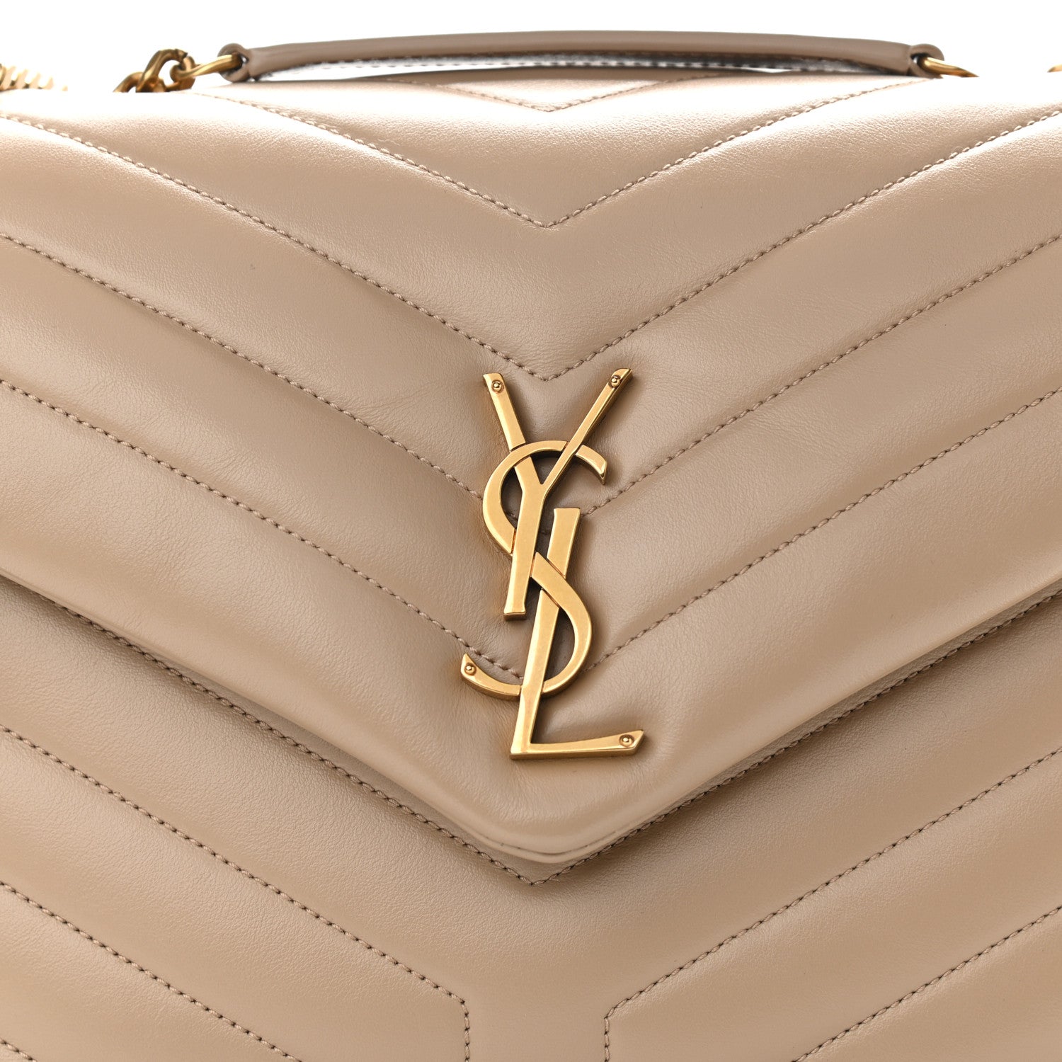 Saint Laurent Calfskin Y Quilted Monogram Medium Loulou Chain Satchel Dark Latte 8 of 11