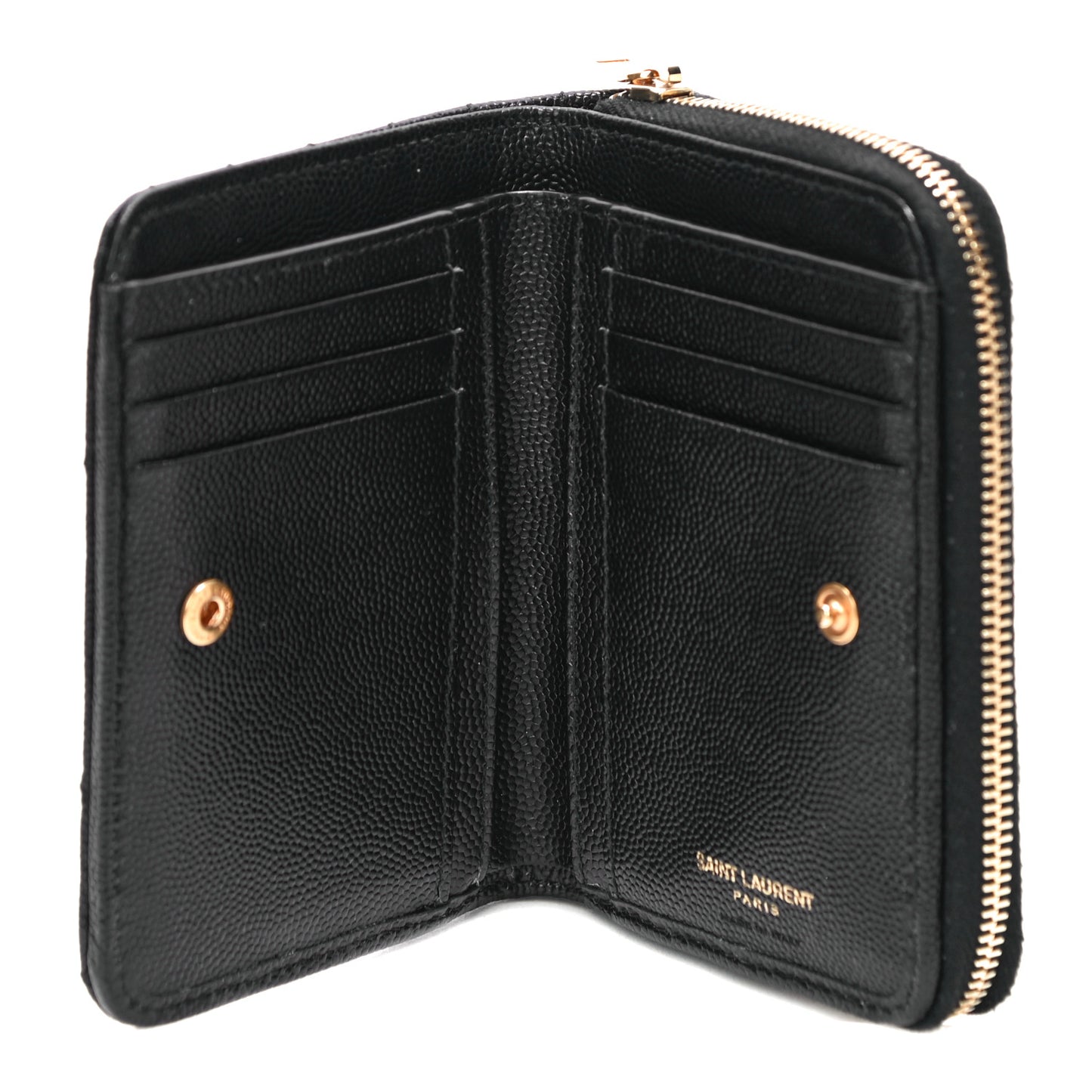 Grain De Poudre Matelasse Chevron Monogram Compact Zip Around Wallet Black