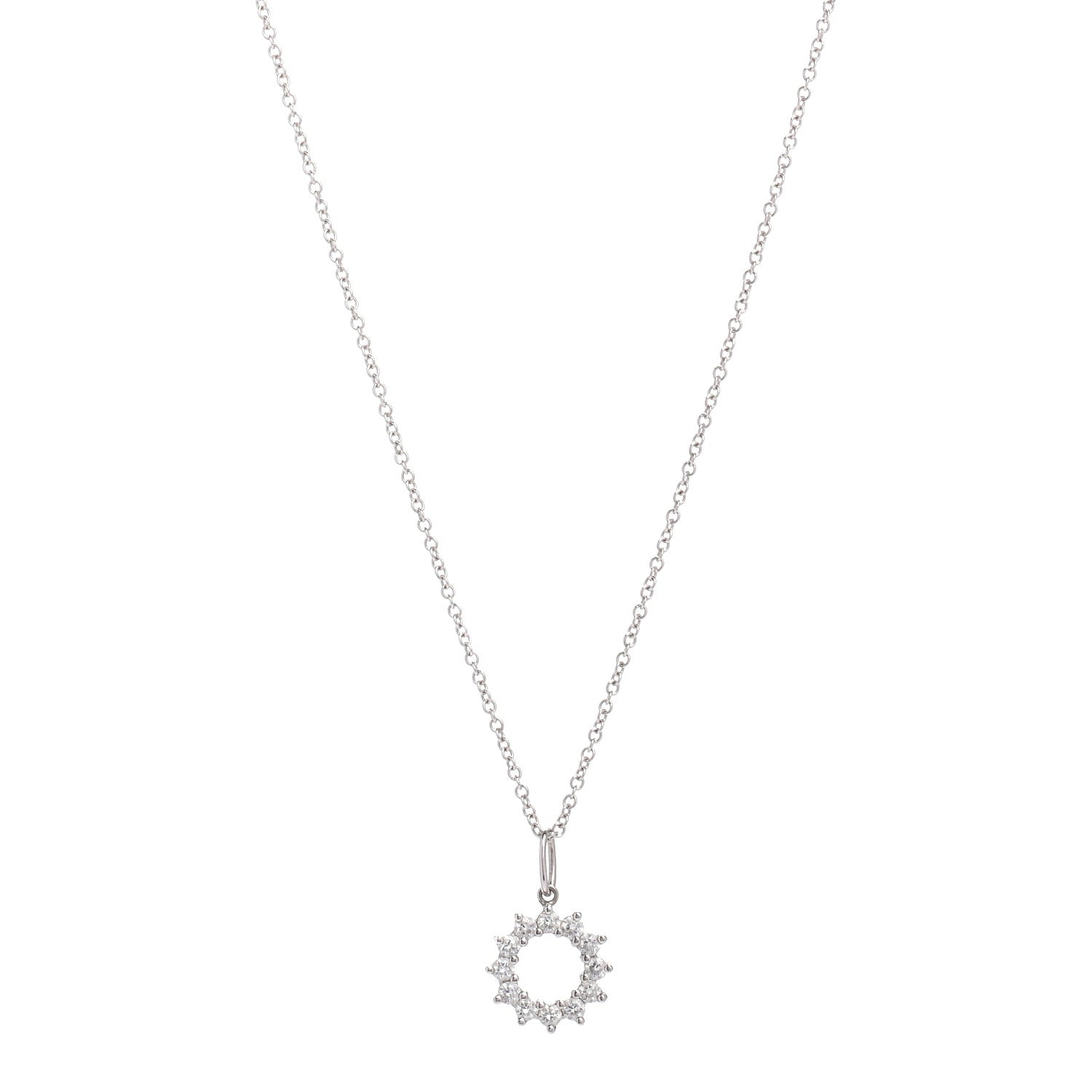 Tiffany Platinum 18K White Gold Diamond Circle Pendant Necklace 1 of 4