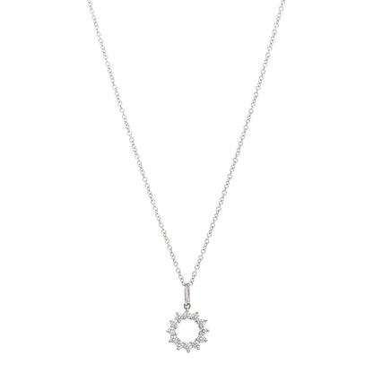 Tiffany Platinum 18K White Gold Diamond Circle Pendant Necklace 1 of 4