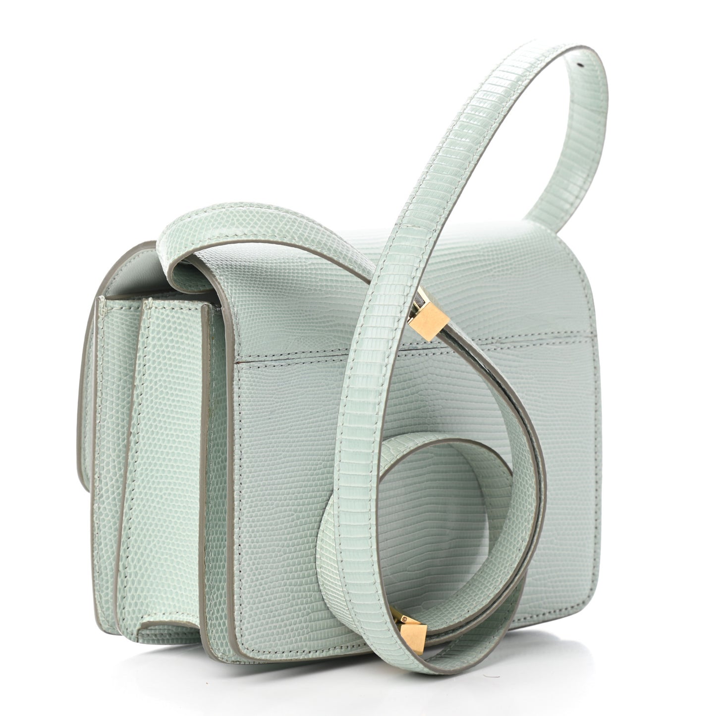 Lizard Small Classic Box Flap Bag Pastel Green