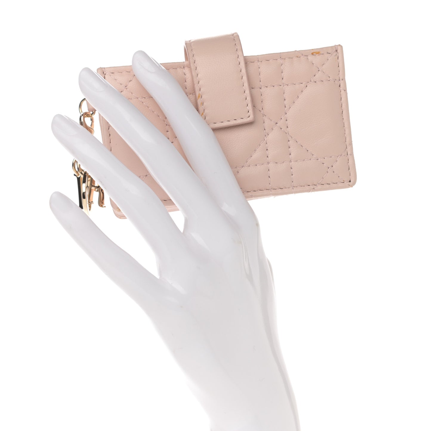 Lambskin Cannage Lady Dior 5-Gusset Card Holder Light Pink