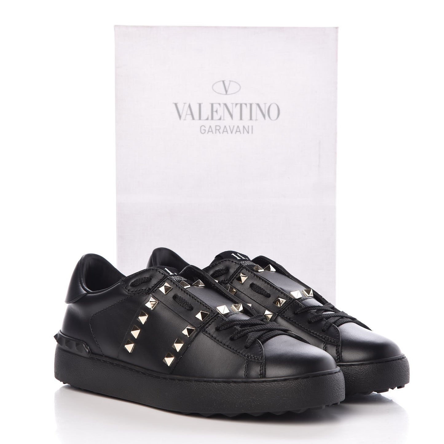 Calfskin Rockstud Untitled Open Sneakers 37 Black