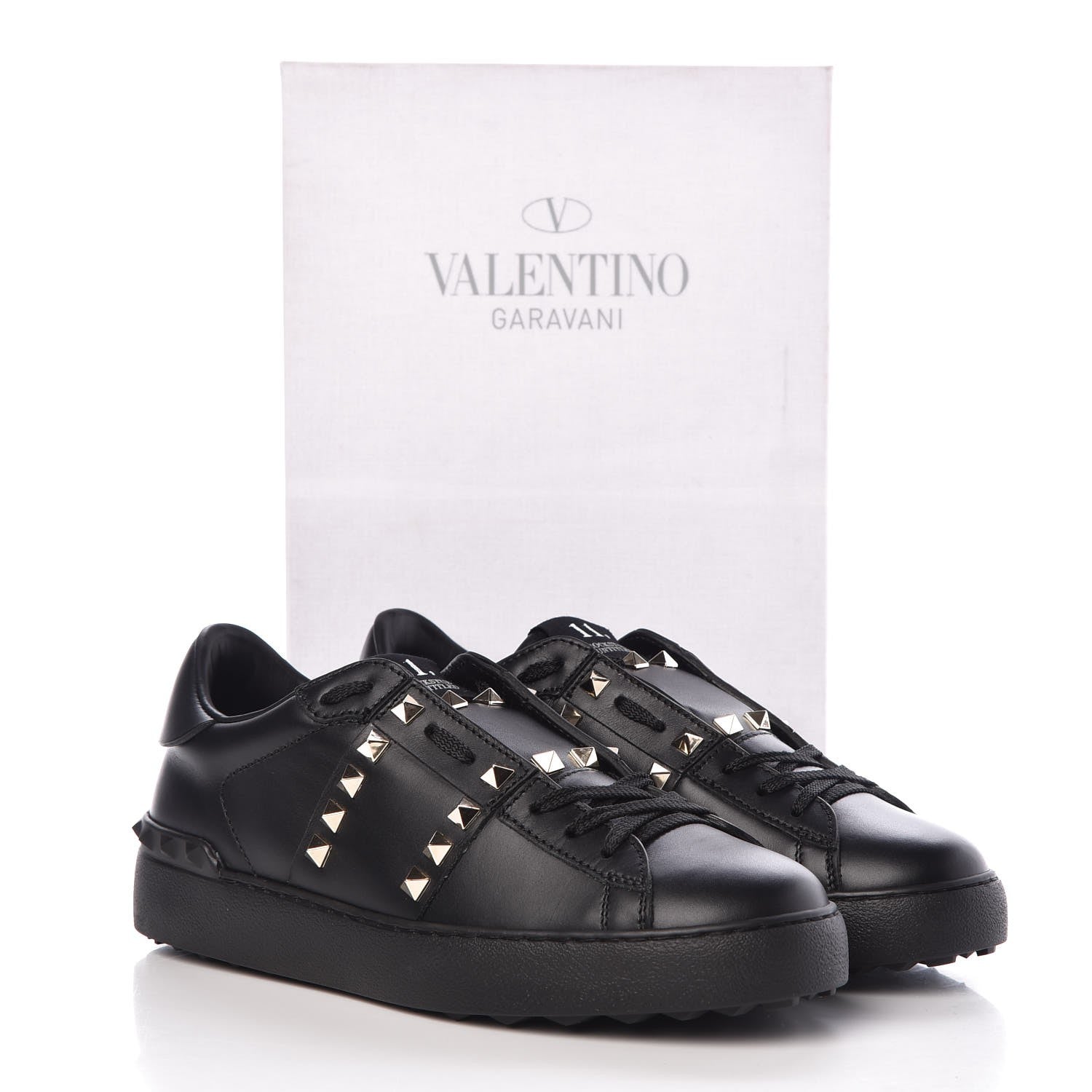 Valentino Garavani Calfskin Rockstud Untitled Open Sneakers 37 Black 9 of 9