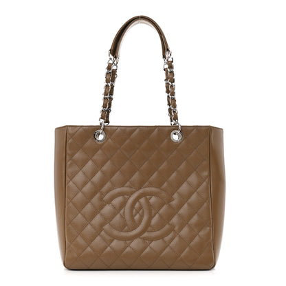 Chanel Caviar Quilted Vertical Grand Shopping Tote GST Dark Beige 1 of 11