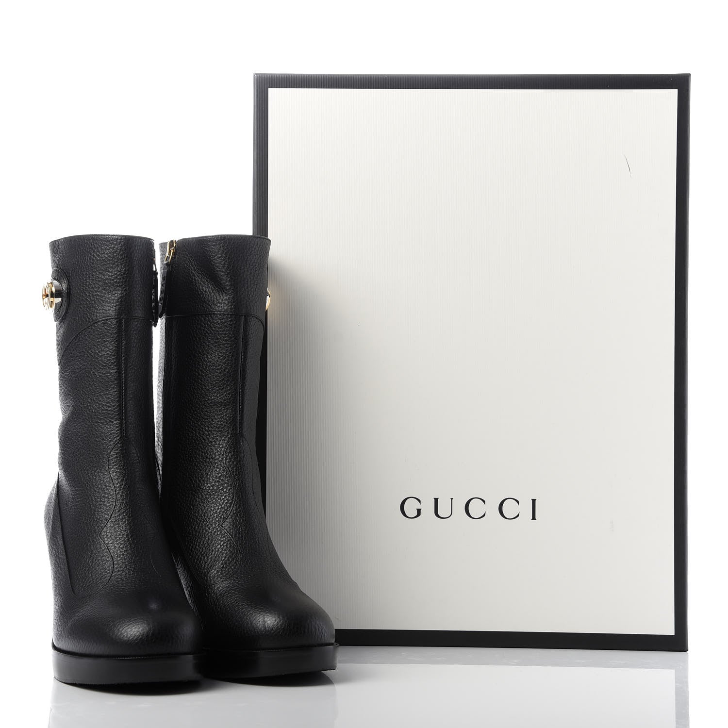 Gucci Austin Calfskin Interlocking G Ankle Boots 39.5 Black 9 of 9