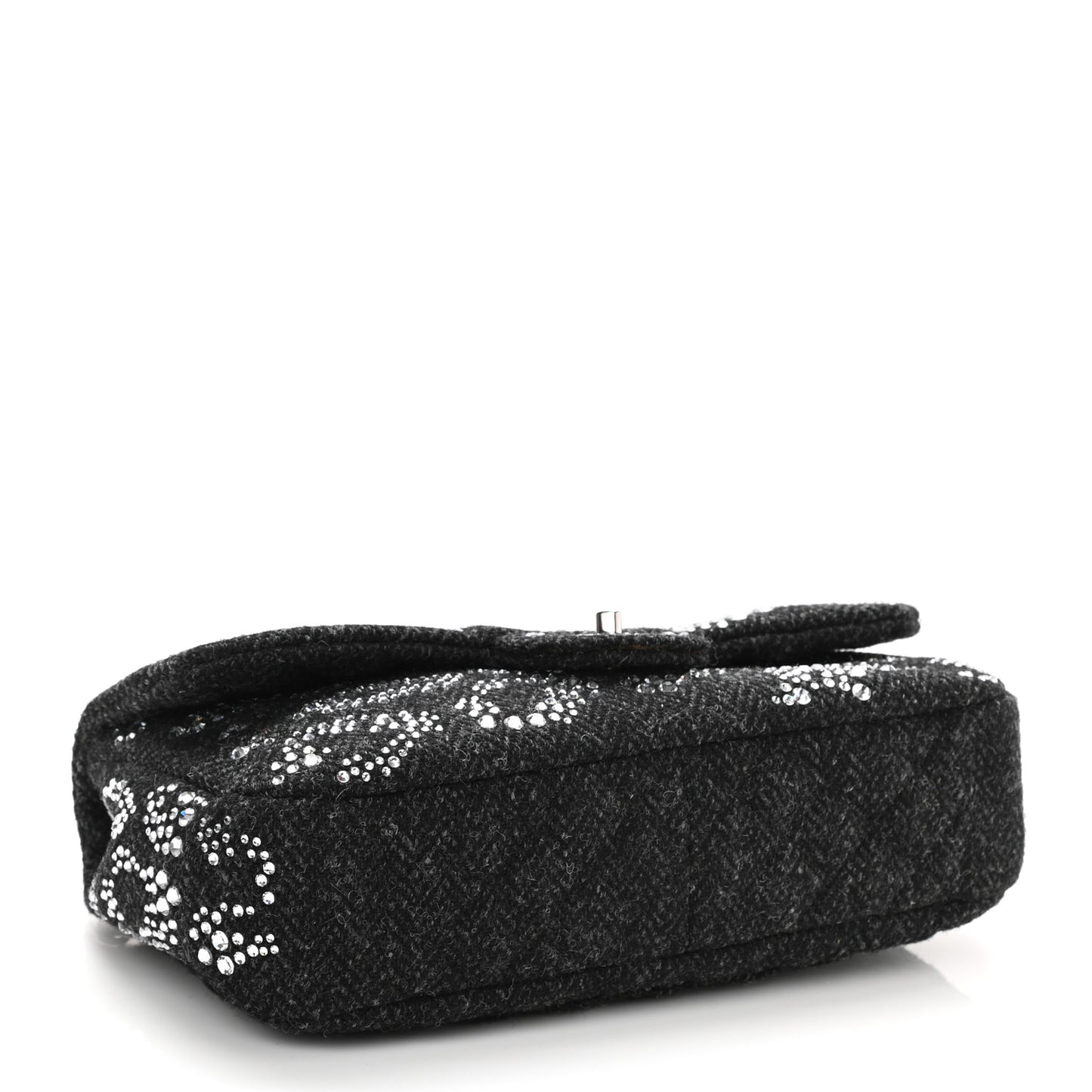 Tweed Swarovski Crystal Leopard Jumbo Flap Black