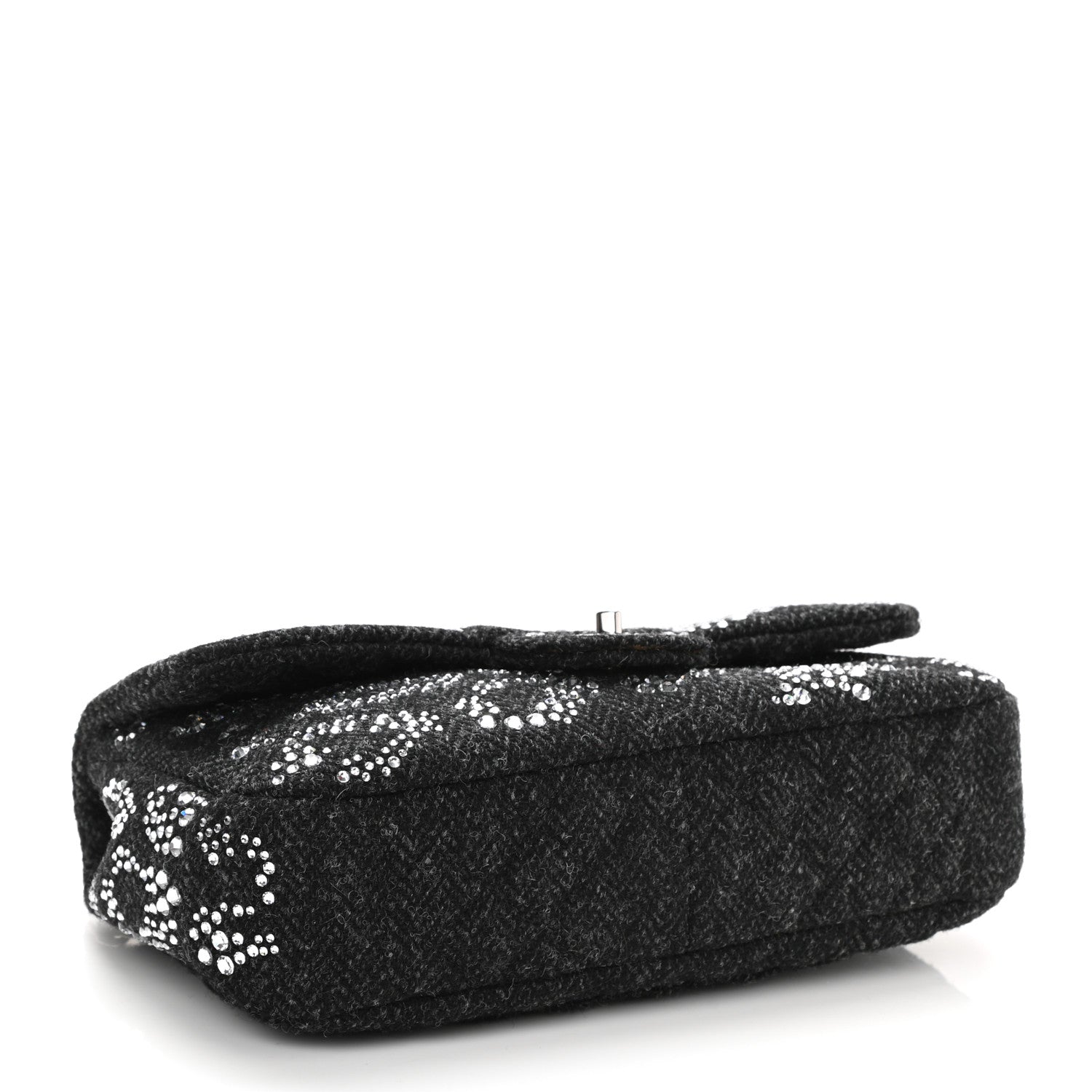 Chanel Tweed Swarovski Crystal Leopard Jumbo Flap Black 3 of 9