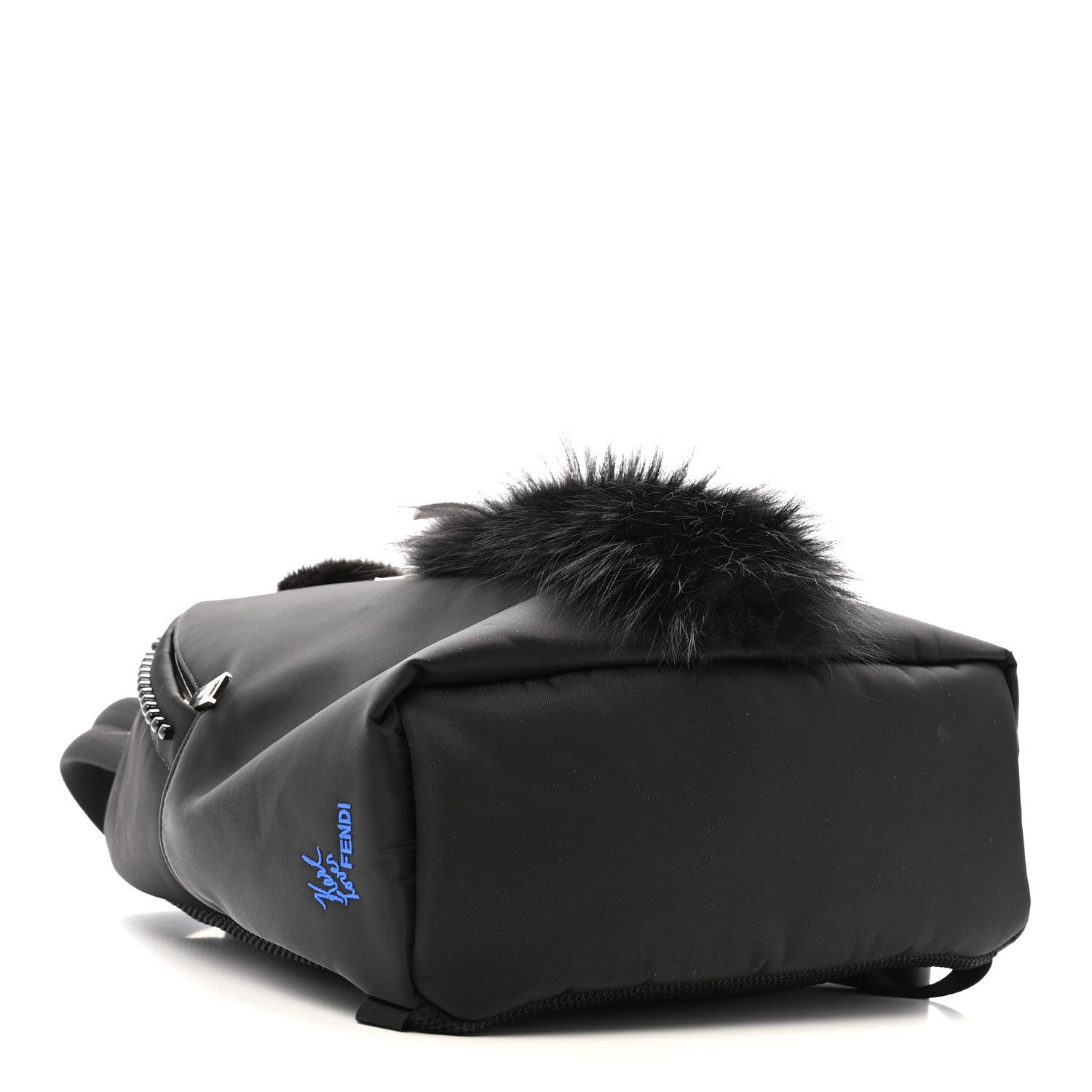 Fendi Nylon Vitello Century Mink Fox Goat Fur Studded Karlito