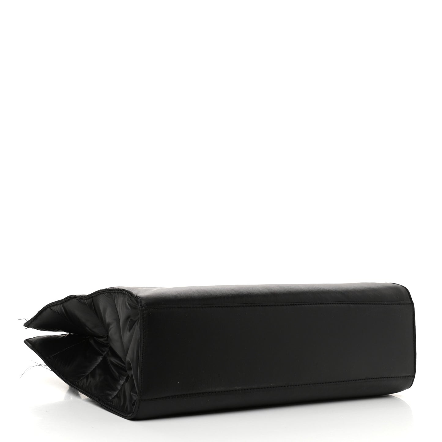 Nylon Medium Puff Shopping Bag Black
