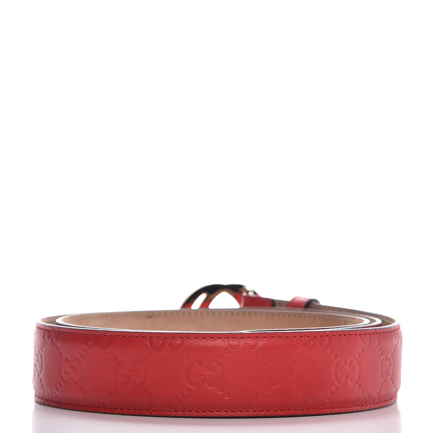 Guccissima Signature Interlocking G 37mm Belt 110 44 Hibiscus Red