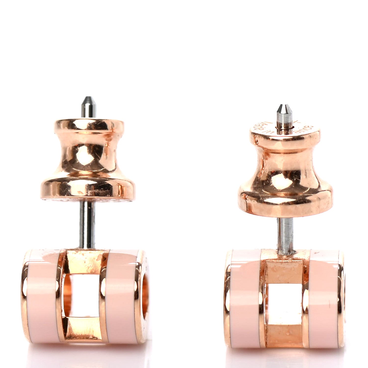 Hermes Rose Gold Lacquered Mini Pop H Earrings Rose Dragee 3 of 4
