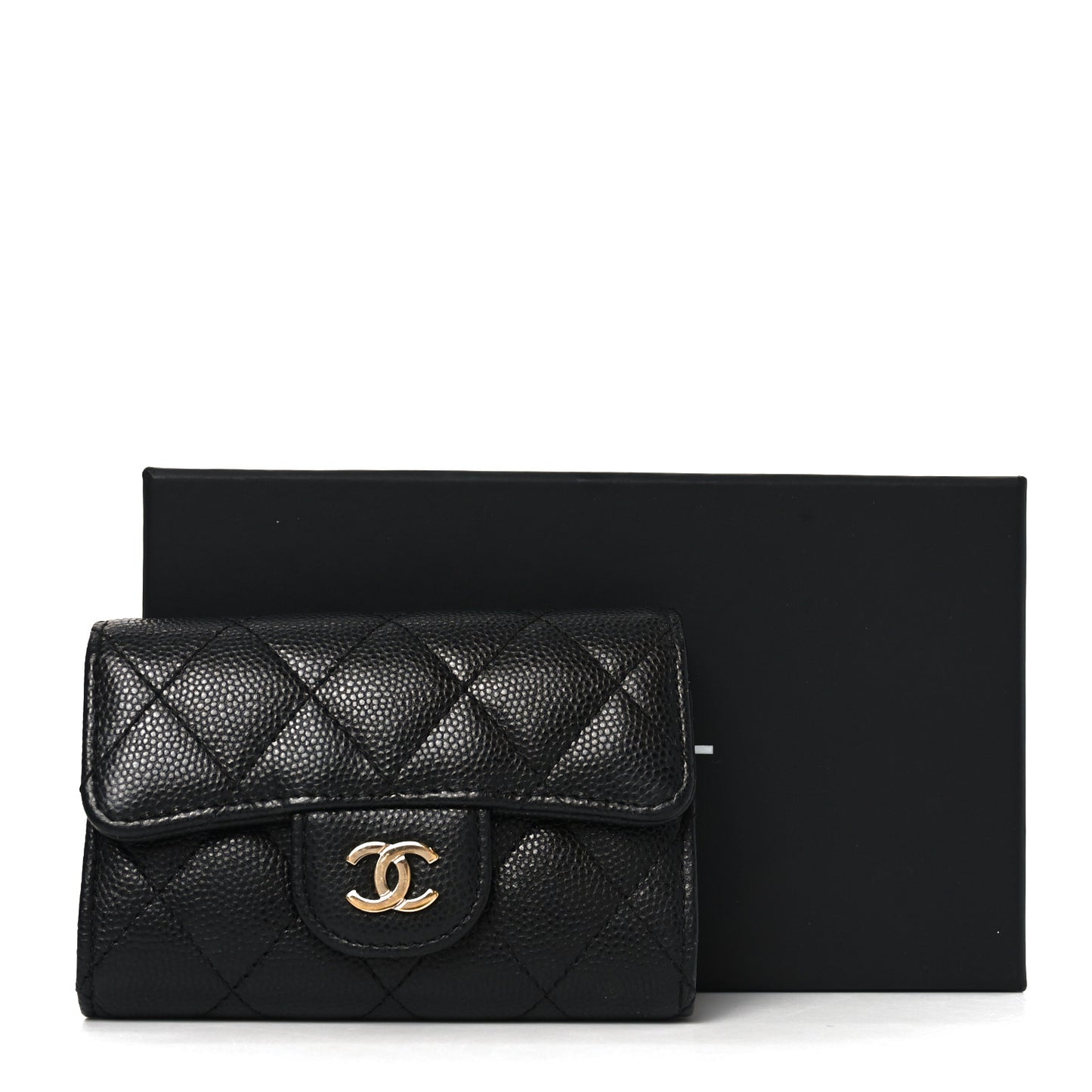 Caviar Quilted Classic 4 Key Holder Wallet Black Black