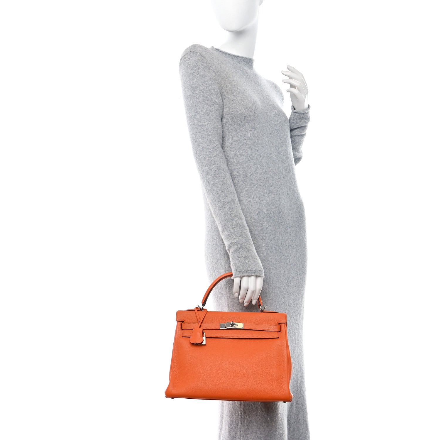 Hermes Taurillon Clemence Kelly Retourne 32 Orange 2 of 20