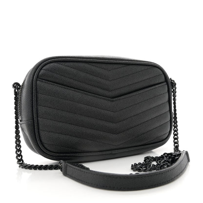 Saint Laurent Grain De Poudre Matelasse Monochrome Monogram Mini Lou Camera Bag Black 3 of 13