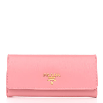 Prada Vitello Move Bi-Color Continental Flap Travel Wallet Petalo Peonia 2 of 12