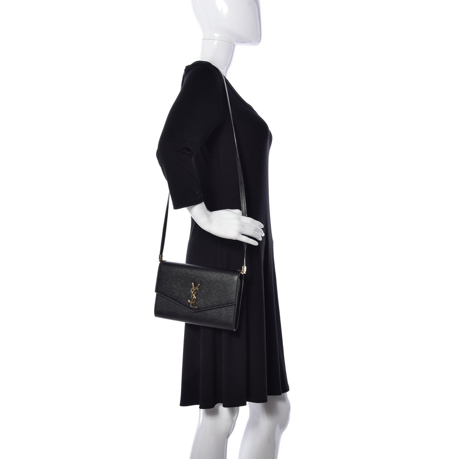 Saint Laurent Grain De Poudre Mini Uptown Crossbody Bag Black 2 of 9