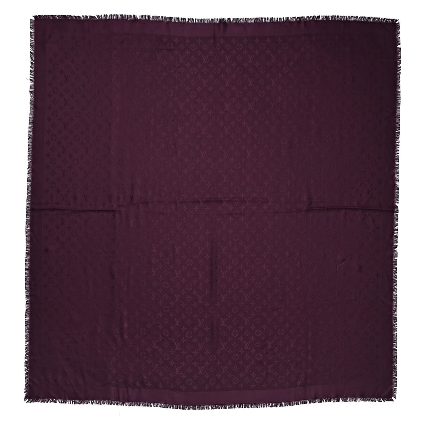 Wool Silk Monogram Shawl Amarante