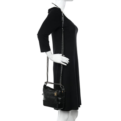 Chanel Aged Calfskin Quilted Small Gabrielle Hobo Black 2 of 10