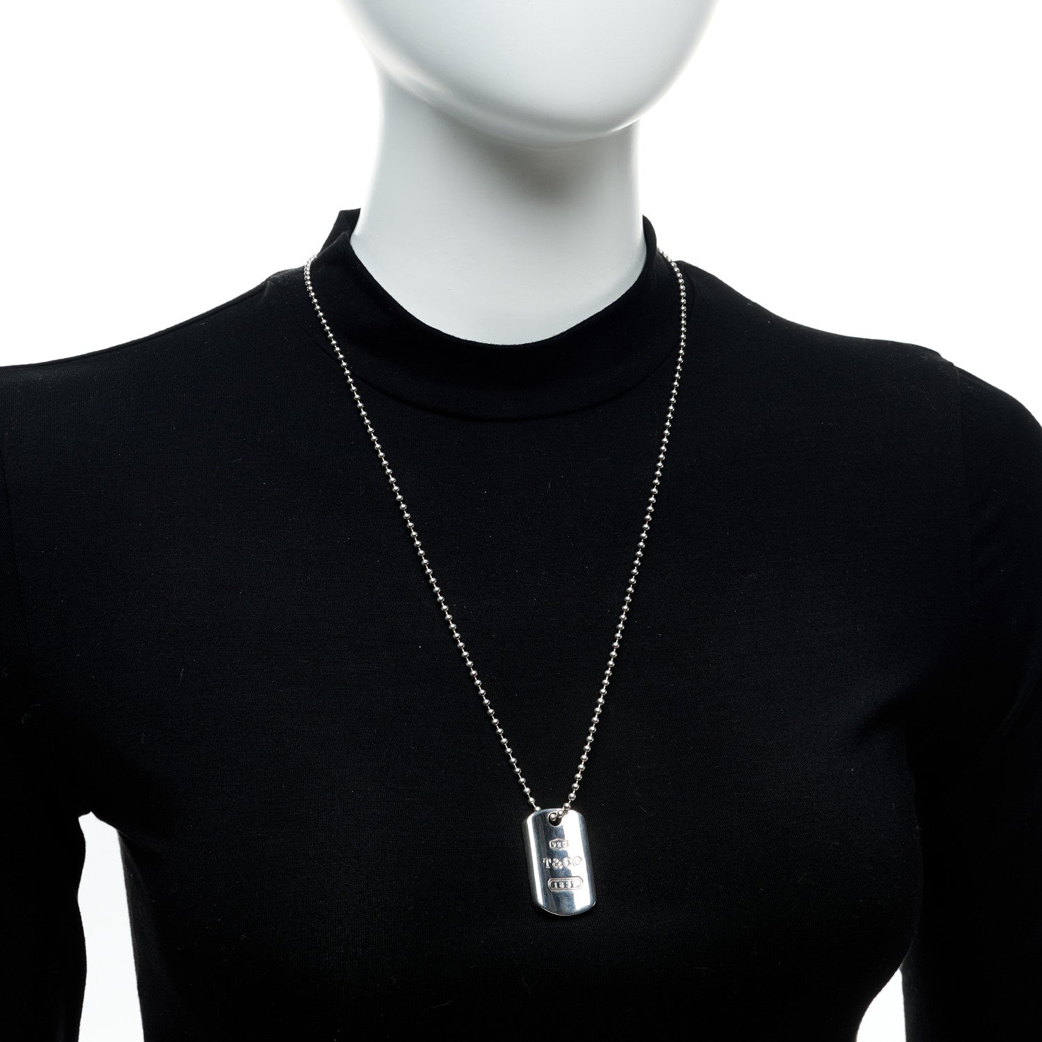 Tiffany Sterling Silver 1837 Dog Tag Pendant Necklace 2 of 6