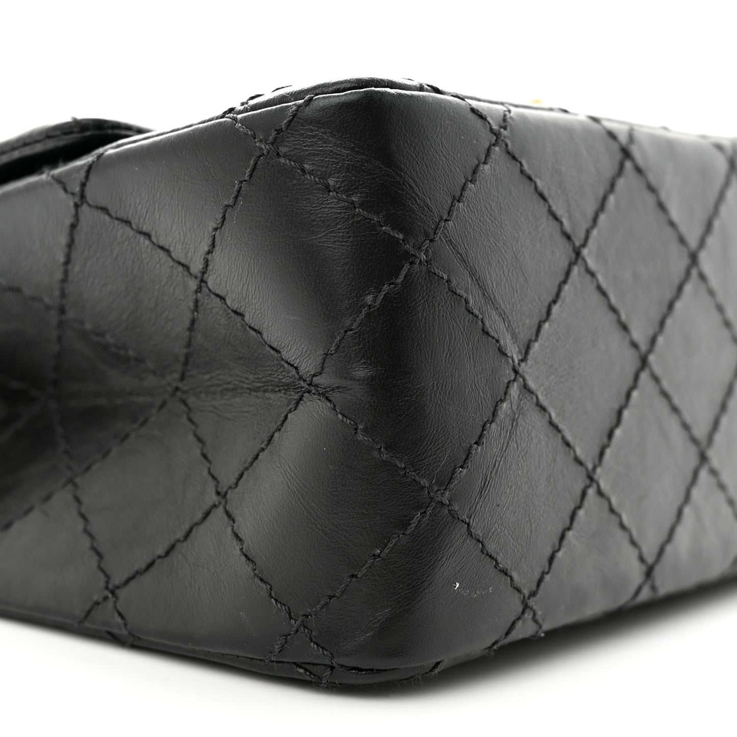 Aged Calfskin Quilted 2.55 Reissue Mini Flap Black