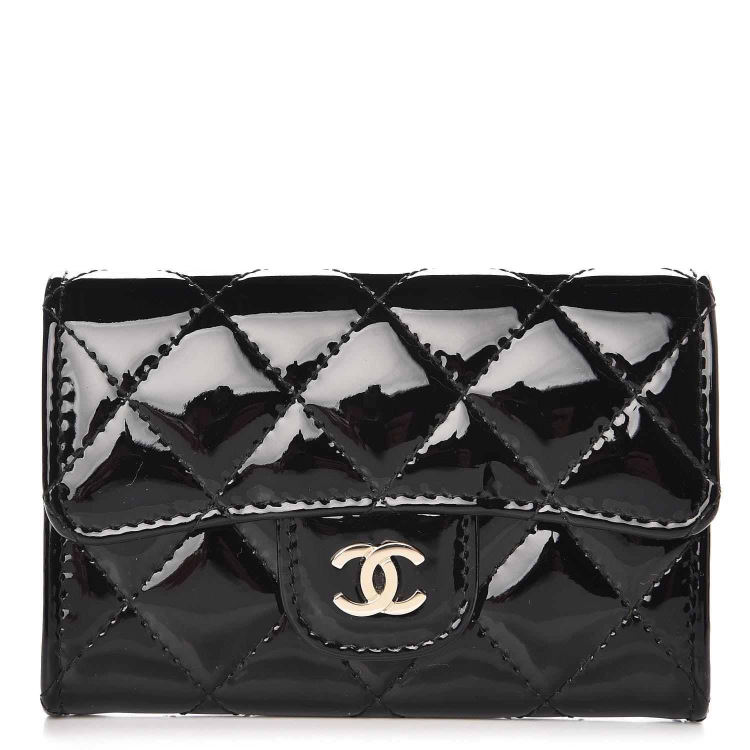 Chanel Patent Quilted Flap Card Holder Black 1 of 8