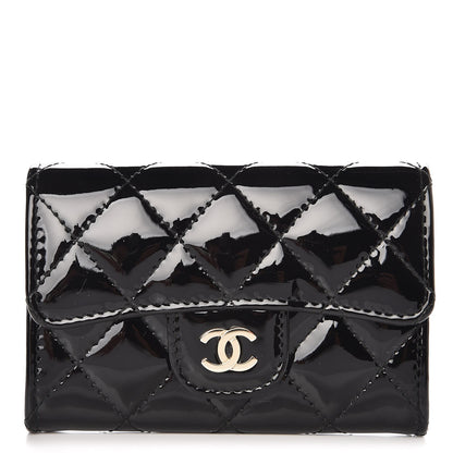 Chanel Patent Quilted Flap Card Holder Black 1 of 8