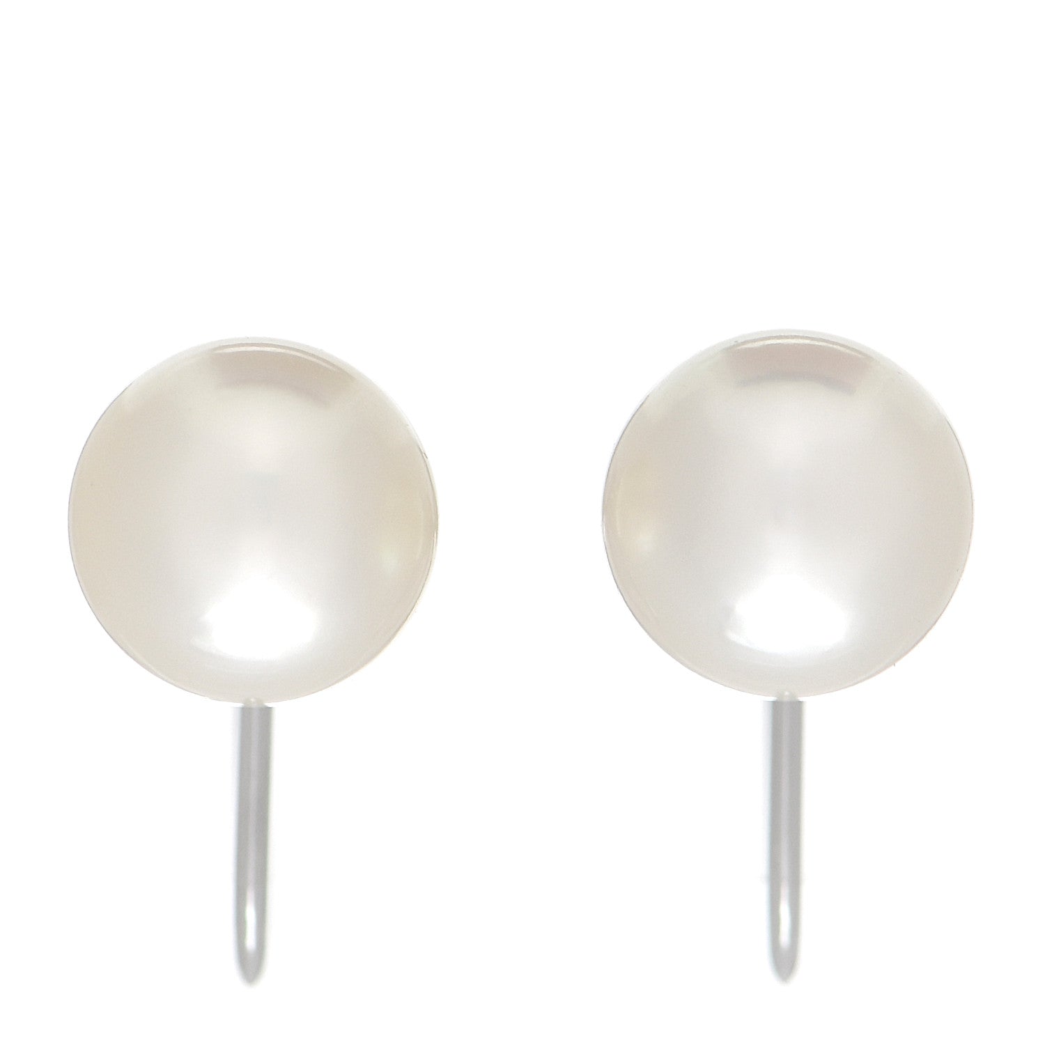 Mikimoto 18K White Gold Pearl 7-7.5mm Screw Back Earrings 1 of 4