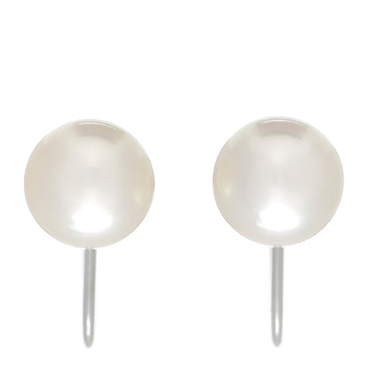 Mikimoto 18K White Gold Pearl 7-7.5mm Screw Back Earrings 1 of 4
