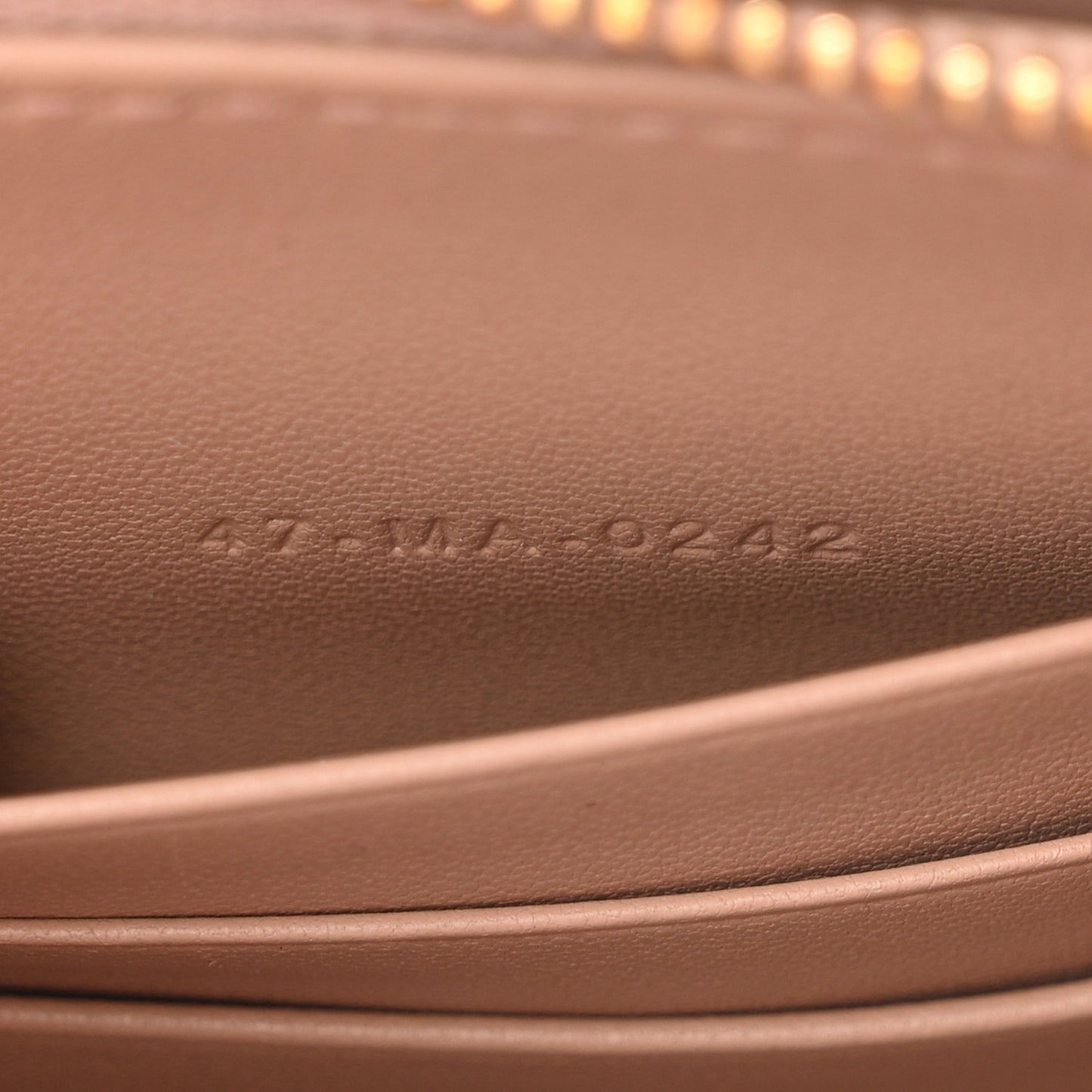 Calfskin Cannage Caro Zipped Pouch With Chain Rose Des Vents