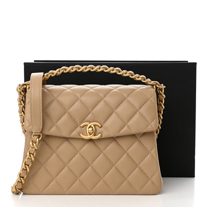 Chanel Shiny Caviar Quilted Small Flap Bag Top Handle Dark Beige 11 of 11