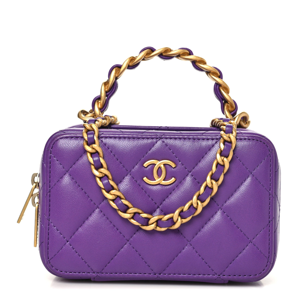 Chanel Lambskin Quilted Top Handle Mini Vanity Case Purple 1 of 9