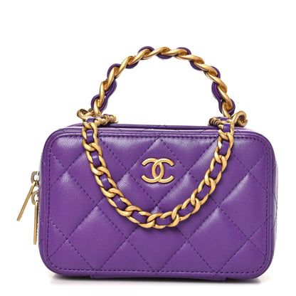 Chanel Lambskin Quilted Top Handle Mini Vanity Case Purple 1 of 9