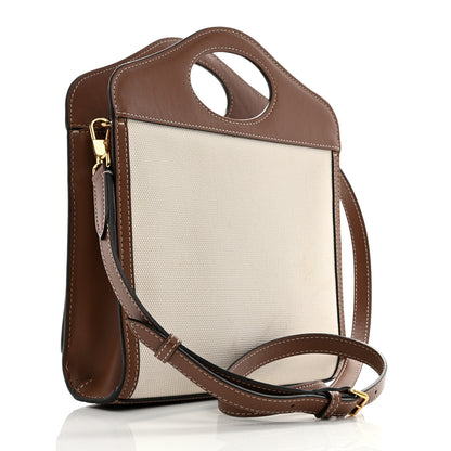 Burberry Canvas Smooth Calfskin Two Tone Mini Pocket Bag Natural Malt Brown 3 of 11