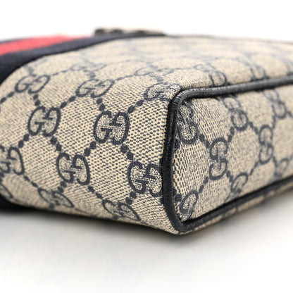 Gucci GG Supreme Monogram Textured Dollar Calfskin Web Small Ophidia Messenger Bag Beige Blue 10 of 11