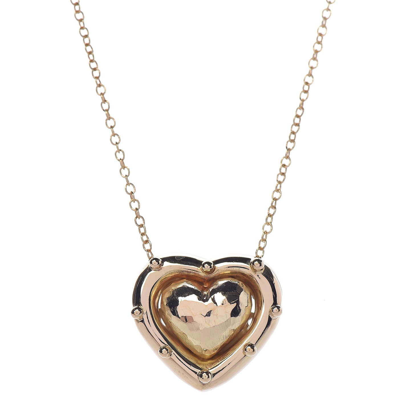 18K Yellow Gold Paloma Picasso Hammered Heart Pendant Necklace