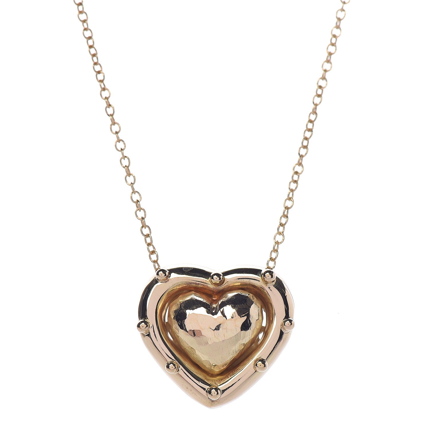 Tiffany 18K Yellow Gold Paloma Picasso Hammered Heart Pendant Necklace 4 of 7