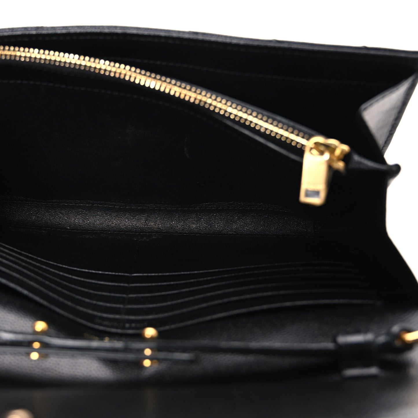 Grain De Poudre Matelasse Chevron Monogram Chain Wallet Black