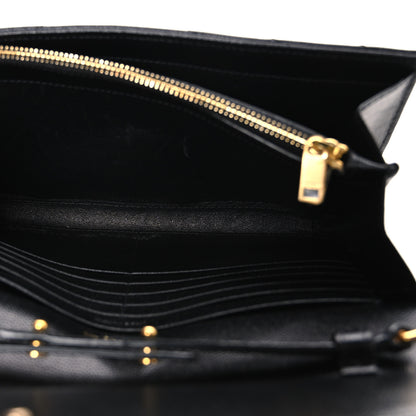 Saint Laurent Grain De Poudre Matelasse Chevron Monogram Chain Wallet Black 5 of 11