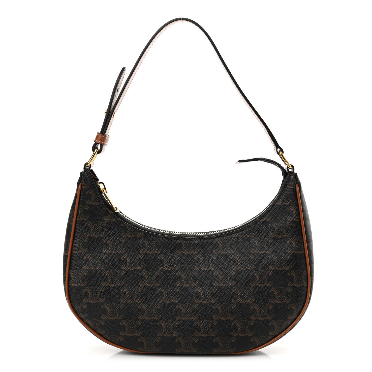 Celine Triomphe Canvas Calfskin Ava Shoulder Bag Tan 1 of 10