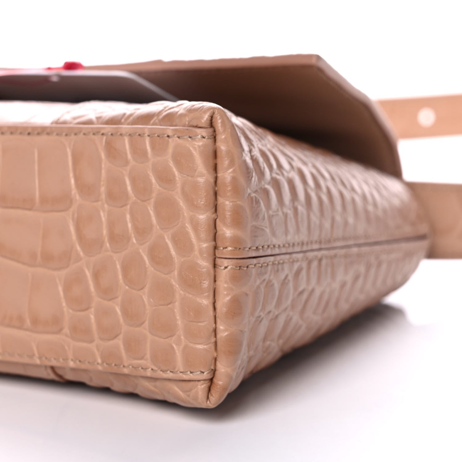 Balenciaga Extra Supple Calfskin Crocodile Embossed XS Downtown Shoulder Bag Nude Beige 11 of 11