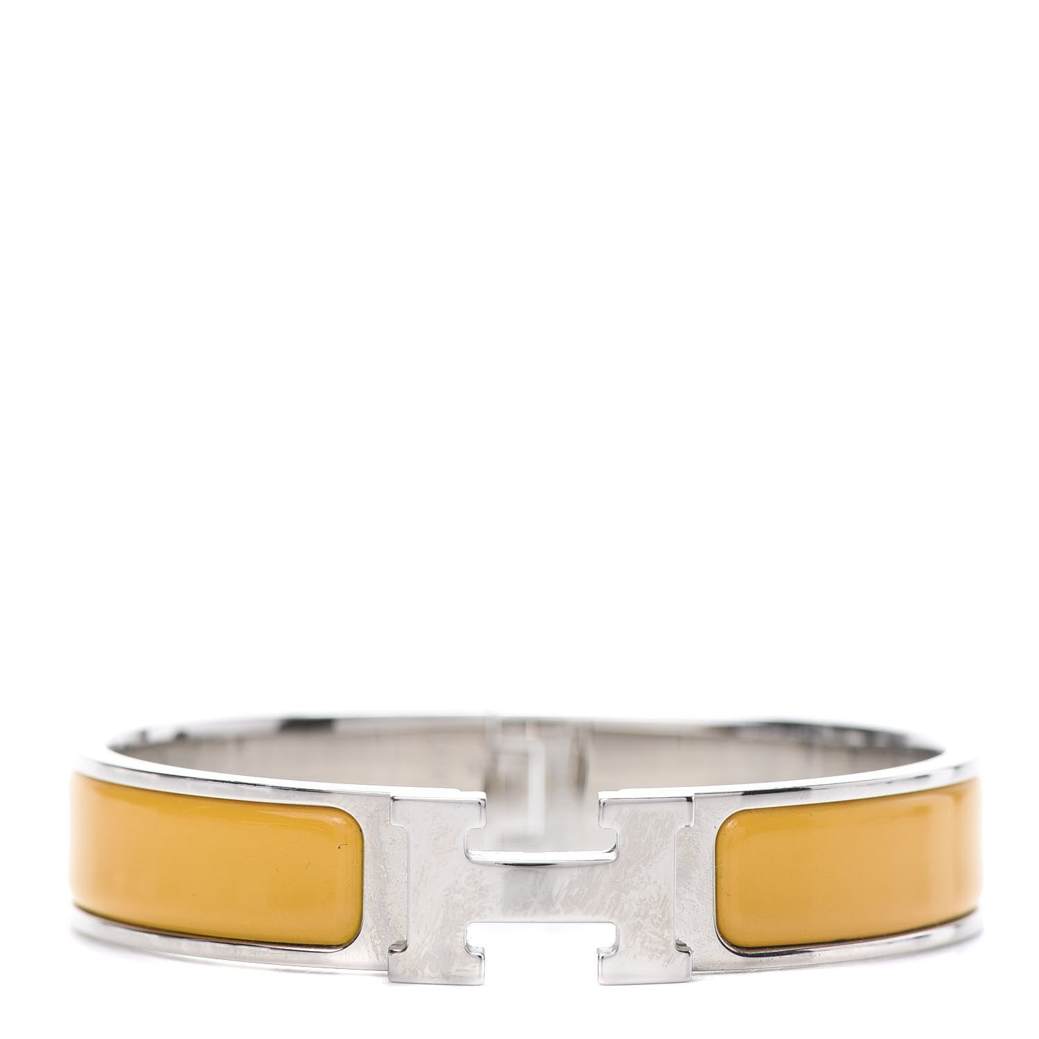 Hermes Enamel Narrow Clic Clac H Bracelet PM Jaune Madras 1 of 6
