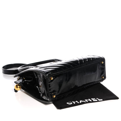 Chanel Patent Chevron Top Handle Bag Black 4 of 8