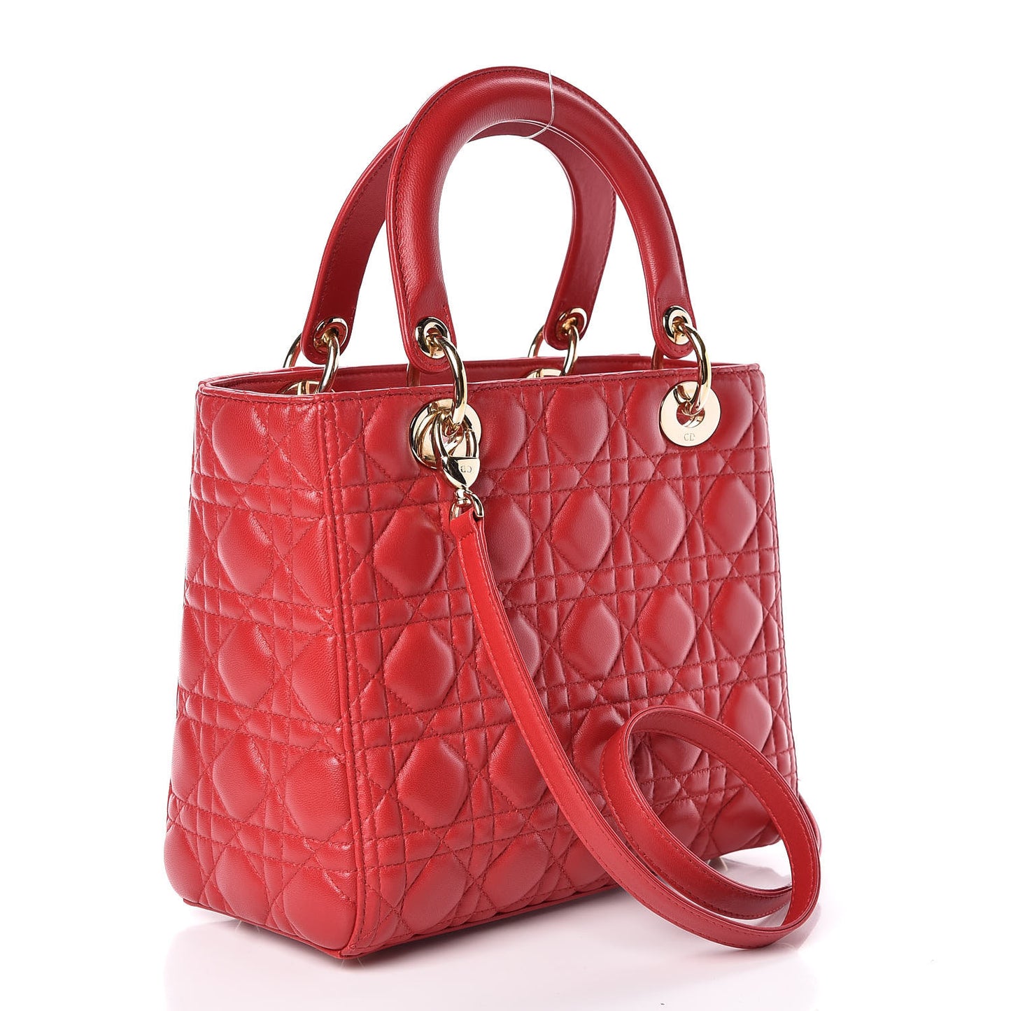 Lambskin Cannage Medium Lady Dior Red