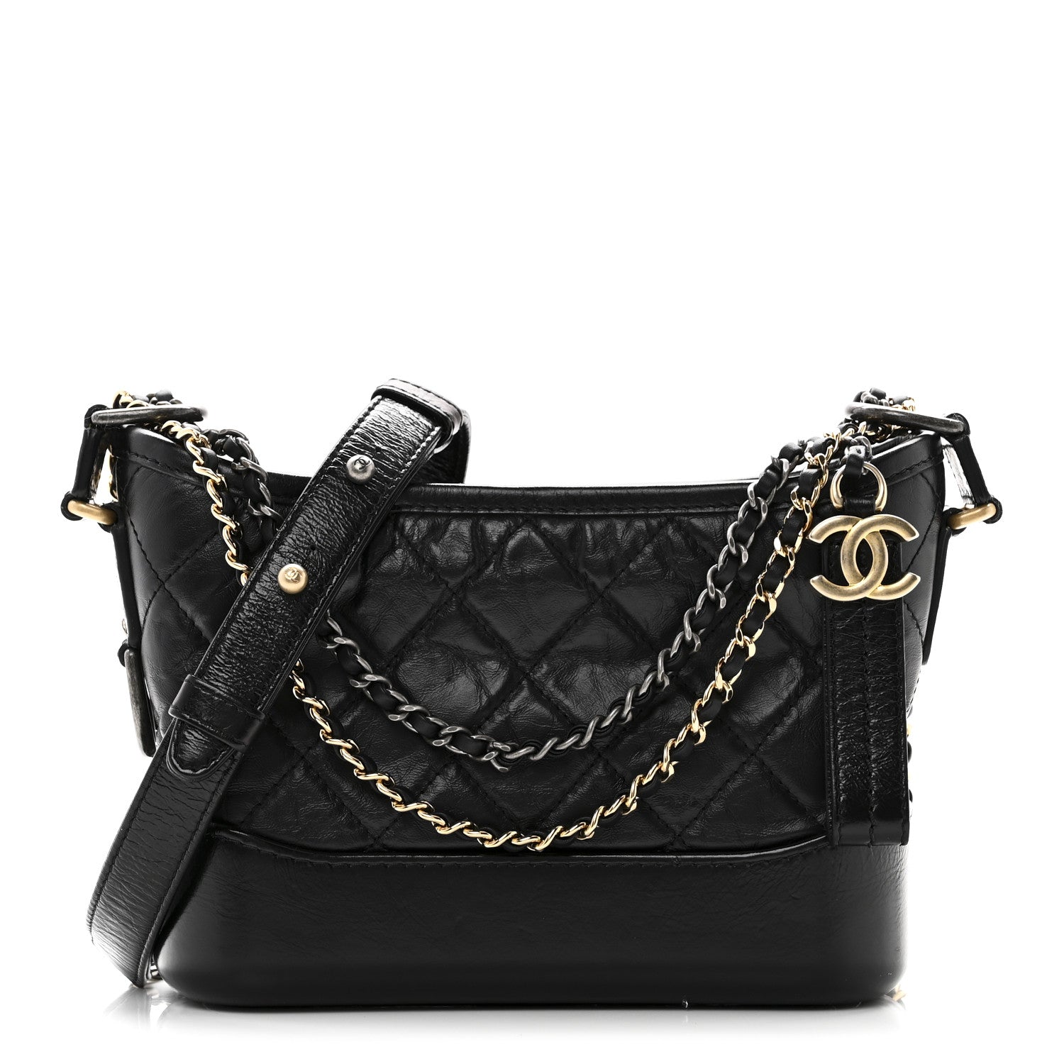 Chanel Aged Calfskin Quilted Small Gabrielle Hobo Black 1 of 11