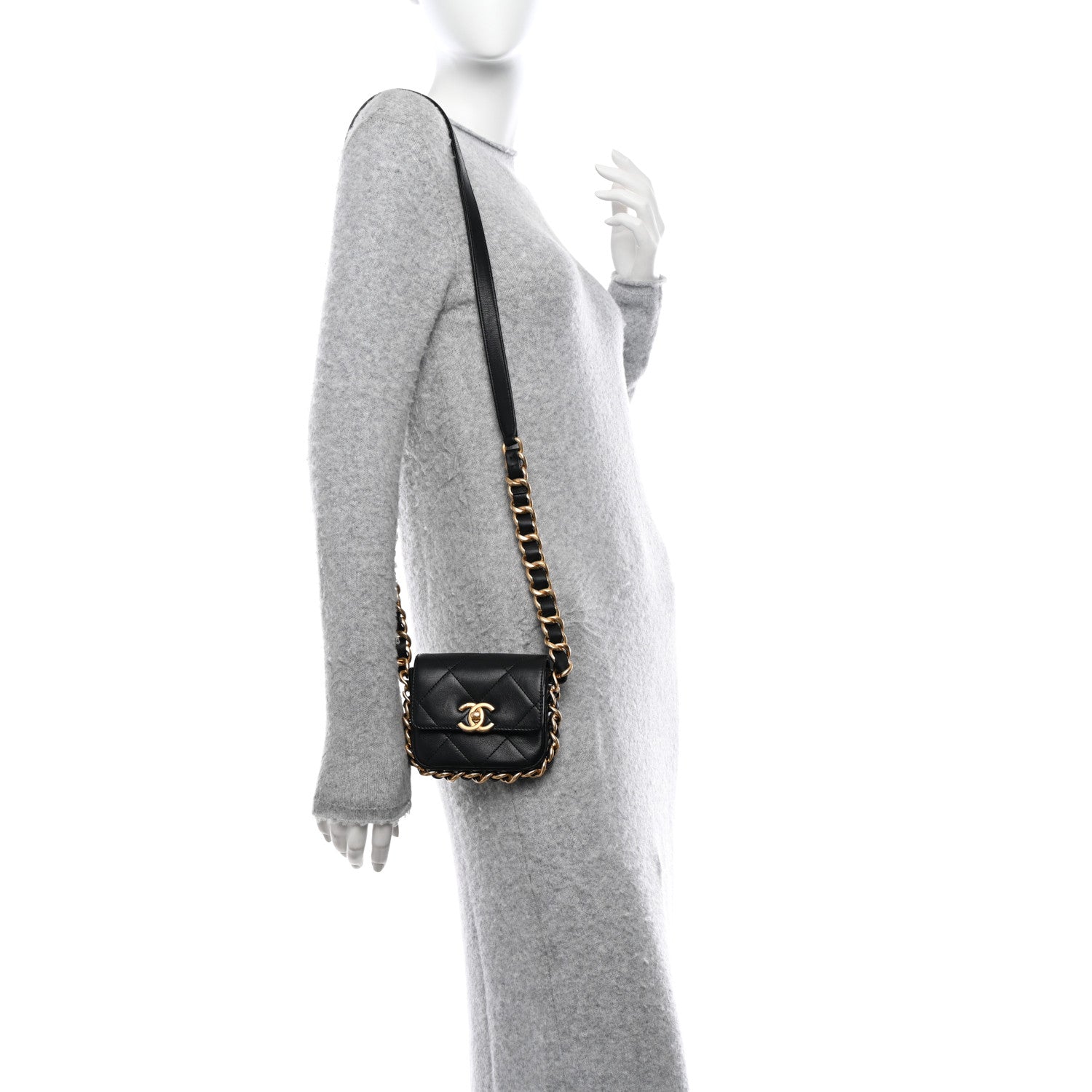 Chanel Calfskin Quilted Mini Framing Chain Bag Black 2 of 10