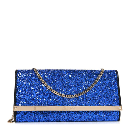 Jimmy Choo Glitter Milla Wallet on Chain Navy 1 of 9